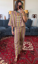 Polly Pants Set- Multi Stripe Drawstring w/ Toggle Blouse