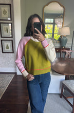 Women's Colorblock Sweater- Pink/Cream/Olive