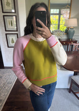 Women's Colorblock Sweater- Pink/Cream/Olive