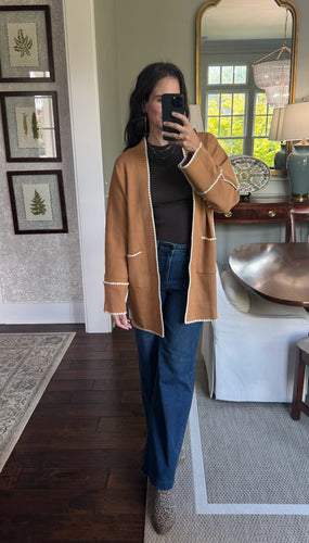 Women's Long Sleeve Camel Midi Cardigan