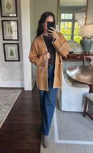 Women's Long Sleeve Camel Midi Cardigan