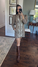 Khaki Tonga Dress- Cream Embroidery