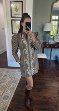 Khaki Tonga Dress- Cream Embroidery