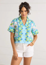 The Jules Top- Blue Floral Folk