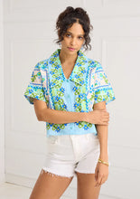 The Jules Top- Blue Floral Folk