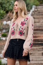 Slaide Sweater- Natural Pink & Green Floral