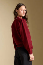 Finnian Sweater-Garnet with Cream Embroidered Collar