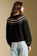 Joss Sweater- Black, Cream, Cranberry Fair Isle