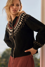 Joss Sweater- Black, Cream, Cranberry Fair Isle