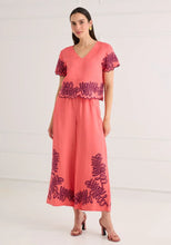 The Gemma Pant- Coral Royal Palm Embroidery