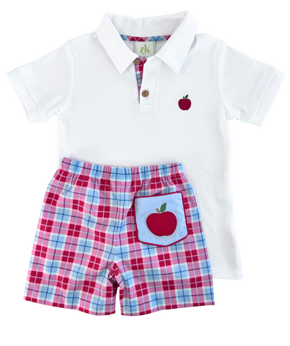 Farristown Plaid Shorts and Apple Polo Set