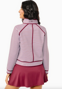 Scuba Light Bainbridge Quarter Zip Sweatshirt-White & Lacquer Stripe