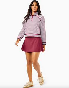 Scuba Light Bainbridge Quarter Zip Sweatshirt-White & Lacquer Stripe