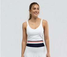 Soline Tank- White w/ Navy & Cayenne Stripe