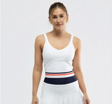 Soline Tank- White w/ Navy & Cayenne Stripe