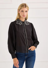 The Cami Shirt- Black Butterfly Embroidery