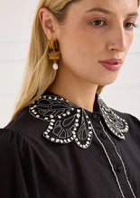 The Cami Shirt- Black Butterfly Embroidery