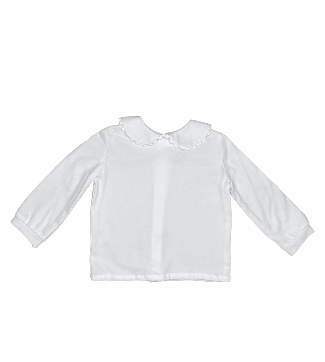 White Knit Long Sleeve Ric Rac Blouse