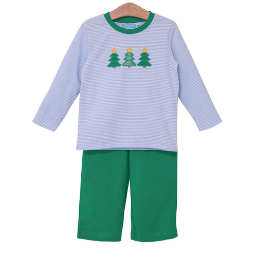 Christmas Tree Applique Pants Set