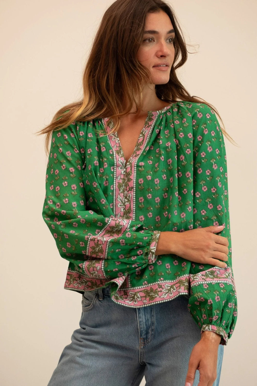 Elodie Top- Jellybean Pink & Green
