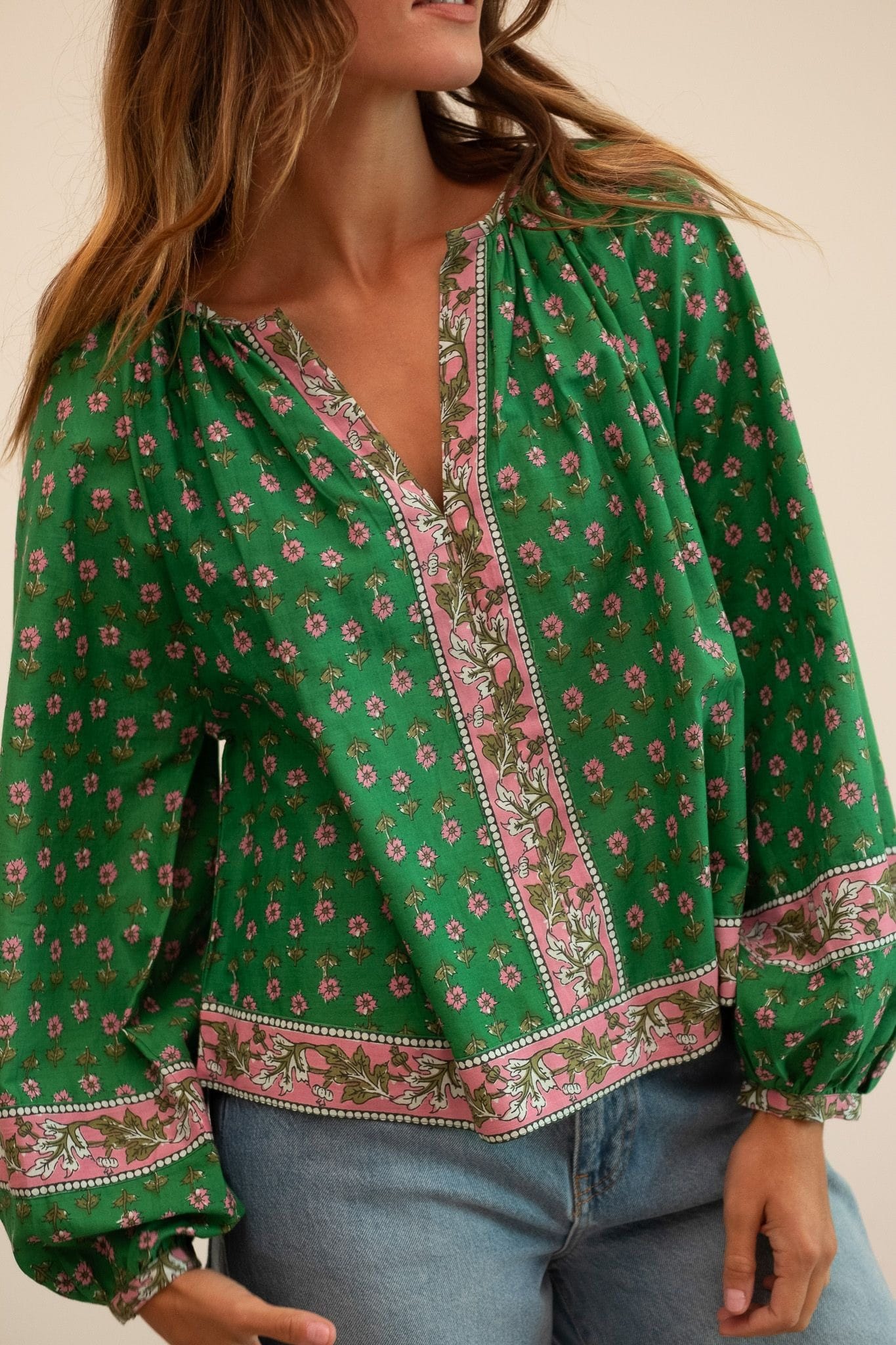 Elodie Top- Jellybean Pink & Green