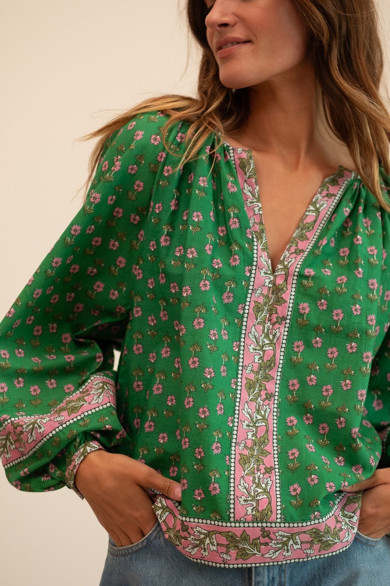 Elodie Top- Jellybean Pink & Green