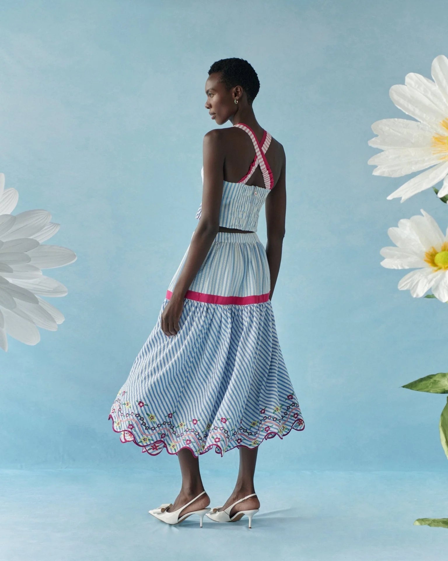 Rambai Skirt Floral Stripes
