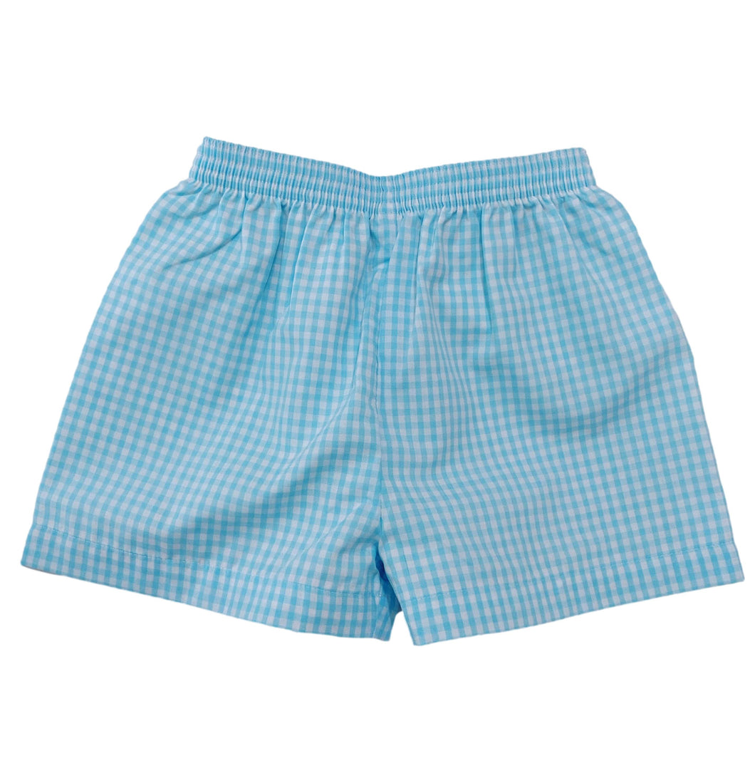 Light Blue Check Bennett Shorts