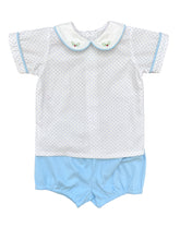 Blue Taylor Boy Short Bloomer Set- Hollies