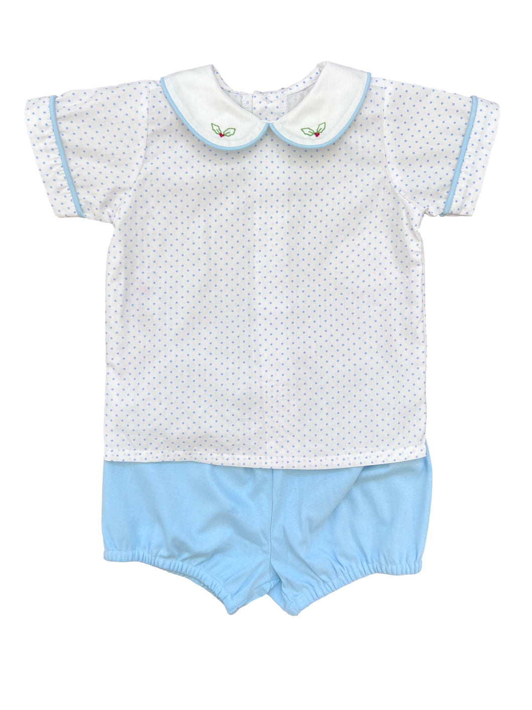 Blue Taylor Boy Short Bloomer Set- Hollies