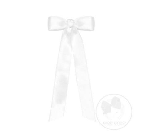 White Satin Bow with Tails