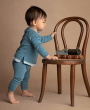 Contrast Trim Knit Set-French Blue