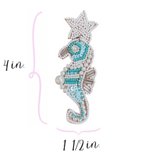 Beaded Turquoise & Pearl Seahorse Earrings