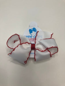Medium Moonstitch White w/ Red Trim Bow